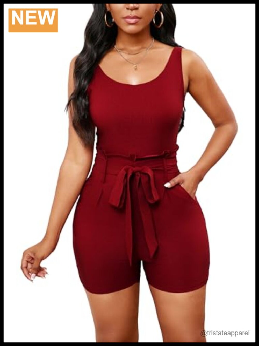 Women's Sleeveless Romper Adjustable Straps Short Pockets Belt